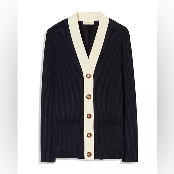 Tory Burch Ribbed Cardigan - Picture 1 of 8